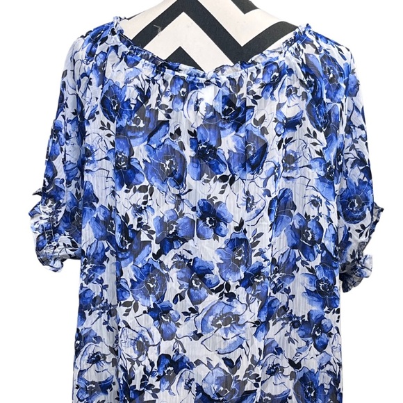 Torrid Bloomcore Floral Sheer Sz 2 Short-Sleeve Chiffon Blouse - Picture 6 of 9